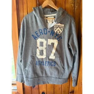 AERO NYC‎ 87 Athletics Gray Hoodie - Aeropostale Medium Pullover Sweatshirt